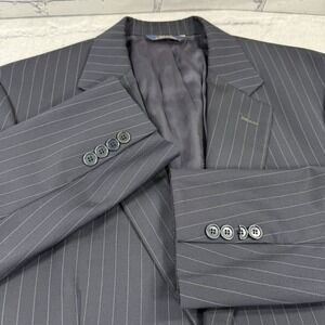 Brooks Brothers 1818 Madison Men's 100% Wool Blazer Jacket 40R Black Striped USA